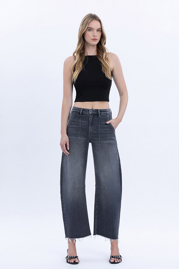 HIGH RISE RAW HEM CROP UTILITY BARR...